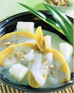 Bananes au lait de coco et perles de tapioca